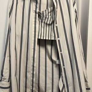 Theory Black and White Striped Shirt